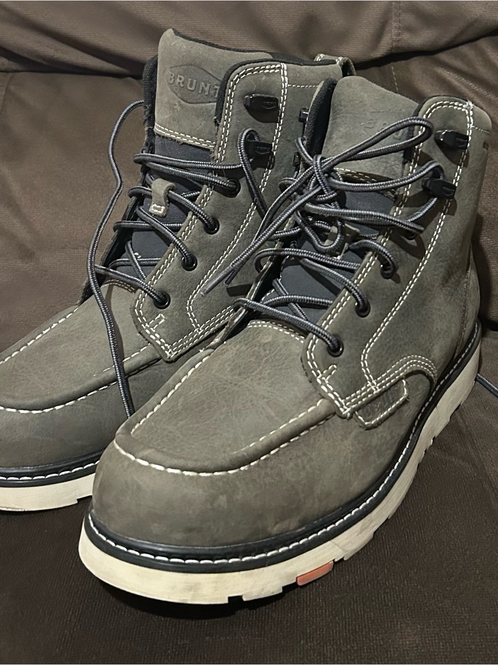 Men's Gray Lace-Up Leather Work Boots
